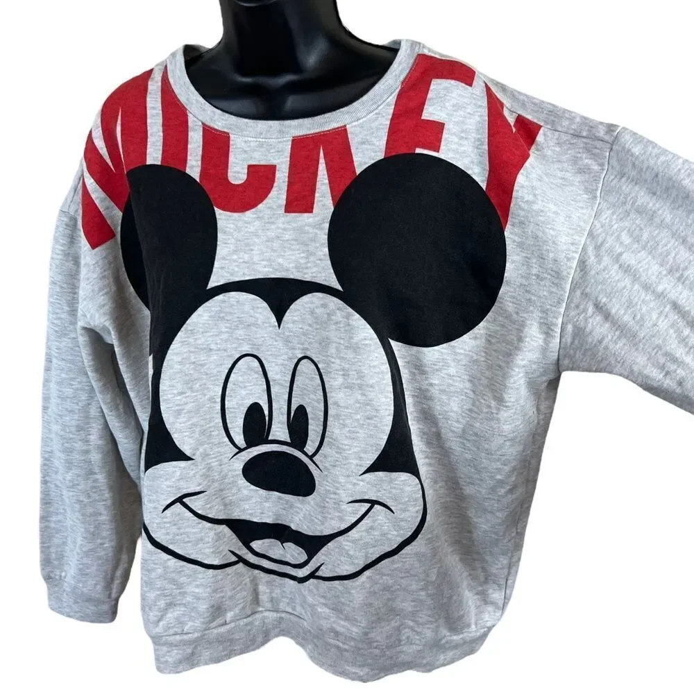 Disney Mickey Mouse Heather Gray Crew Neck Sweatshirt
